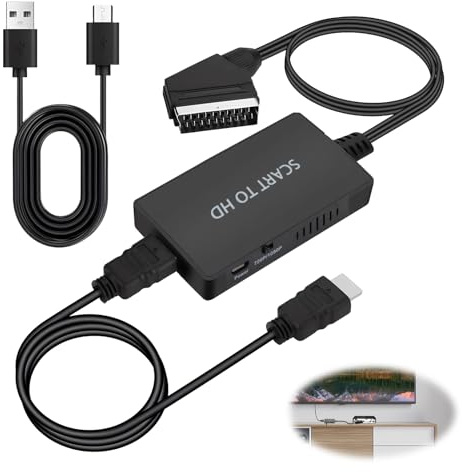 Lomuna Scart to HDMI Converter, Full HD 720P/1080P Video Audio Adapter