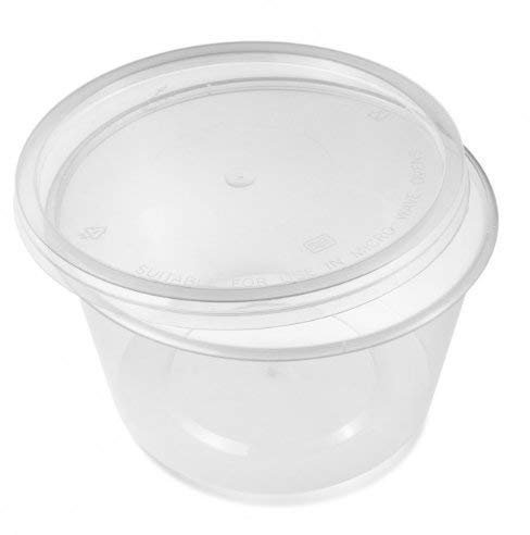 200 x Round 16oz Microwave Clear Plastic Food Containers Freezing Takeaway Hot Cold Foods - 120mm (D) x 60mm (H) by wecansourceitltd®