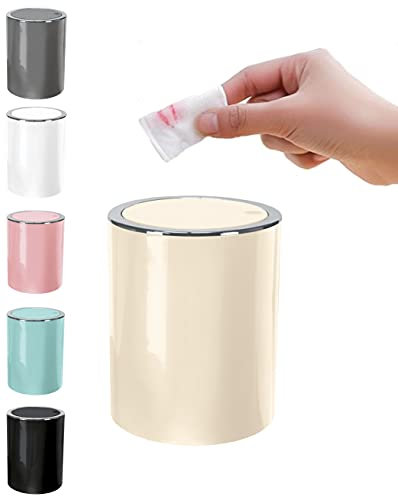 KW Clappe 1.7Ltr Counter Top Waste Bin/Mini Swing Bin/Compost Bin (Cream)