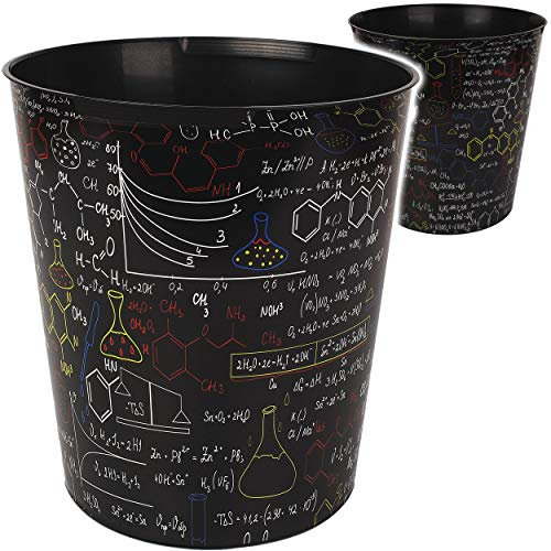 Papierkorb/Behälter - Schule & Universität - Formeln - Chemie Elemente - 10 Liter - wasserdicht - aus Kunststoff - Ø 28 cm - großer Mülleimer/Eimer - Abfa..