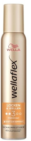 Wellaflex Locken & Wellen Schaumfestiger für Frauen | Bis zu 24 Std. starker Halt | Für schwungvolle Locken | Sanft zur Kopfhaut, dermatologisch getestet | Frei von Silikonen | Haltegrad 3 | 200ml