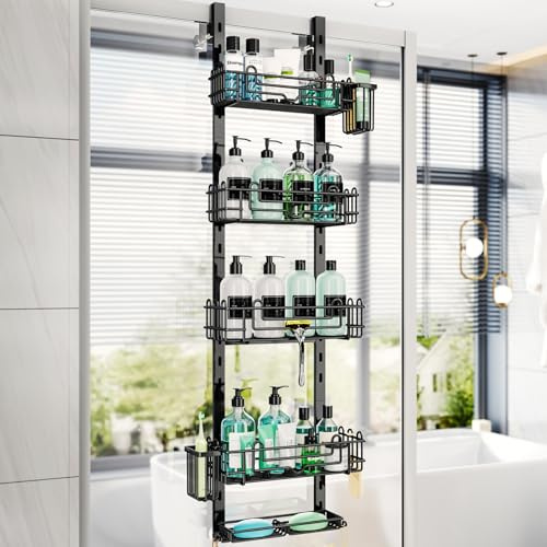 HapiRm Duschablage zum Hängen Edelstahl - 5 Ebenen Duschablage Ohne Bohren mit 28 Haken & 2 Zahnbürstenhaltern, Duschregal zum Hängen für Badezimmer Organizer, Duschkorb zum Hängend