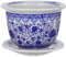 Angoily Blauer Und Weißer Keramik-Übertopf 1 Set Chinesische Keramik-Blumentöpfe Orientalischer Übertopf Dekorativer Sukkulenten-Blumentopf Mit Tabletts Für Den Balkon