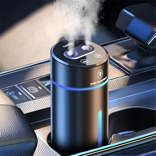 Humidificador para Coche de 380ML con 7 LED Que cambian de Color, difusor de Aceite para Coche con Encendido y Apagado automático, ambientador para Coche, difusor de aromaterapia para Coche, hogar