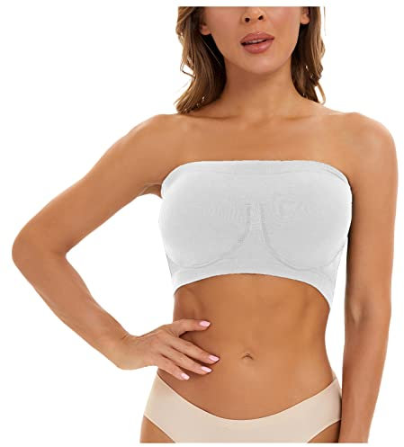 Reloj y organizador para hombre, talla bandeau, sostén elástico, para yoga, deportes, fitness, más brasier acolchado, sin tirantes, blanco, S