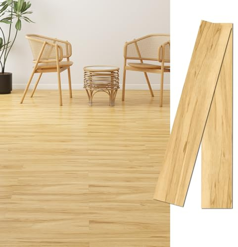 MULGREAT Vinyl Flooring, 16 Pieces 5㎡ Self Adhesive Vinyl Floor Tiles, Waterproof Peel and Stick Floor Planks for Bedroom Bathroom Kitchen Hallway