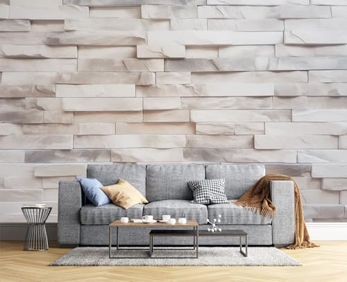 Fotomurale Carta Da Parati 150X105Cm Crema Murale Alla Parete In Pietra Moderna 3D Decorazione Da Muro Soggiorno Camera Da Letto Poster Gigante Design Carta Per Pareti Semplice Geometrica