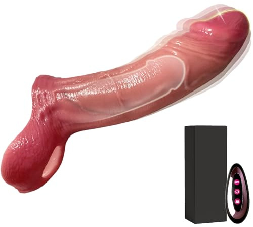 Guaina Pene Vibratore Sexytoysys Coppia Guaina Fallica Realistico Prolunga Pene Indossabile Uomo 9 Modalità Vibranti Remote Control Sex Toys Anello per Testicoli Sessuali per Uomini, Colore Neutro
