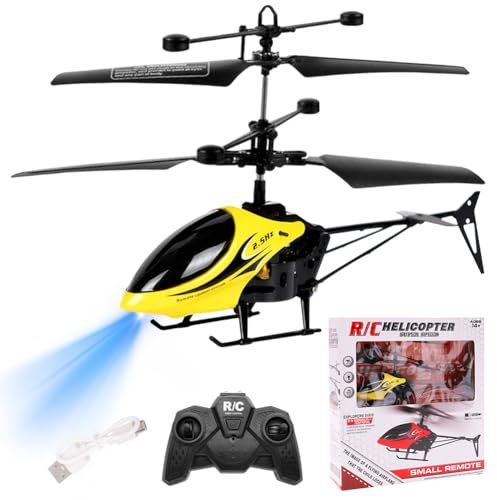 WFKKMEQ Remote Control Helicopter, RC Helicopter RC Flying Mini Helicopters Models Controlled Aircraft Controlled Aircraft Indoor Remote Control Helicopters Drone Gifts (Yellow)