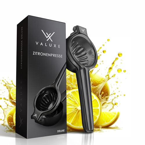 VALUXE® Zitronenpresse Edelstahl BLACK Edition - Hand Zitruspresse für Zitronen, Limetten & kleine Orangen - Manuelle Limetten-Presse, Citrus Handpresse, Lemon Squeezer spülmaschinengeeignet