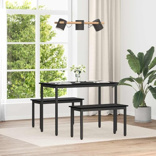 Mokuyary Panca in rovere nero, 80 x 35 x 45 cm, legno di ingegneria, panca per scarpe, per ingresso, camera da letto, soggiorno, bagno, cucina