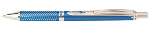 Pentel BL407S-A EnerGel Liquid Gel-Roller - Bolígrafo (tinta gel, punta rodante, metal mate, 0,35 mm, tinta negra), color azul