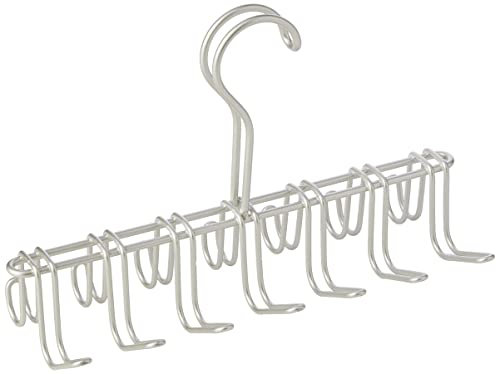 iDesign Classico Krawattenhalter, Bügel aus Metall mit 14 Haken für Gürtel und Krawatten, mattsilberfarben, Satiniert, 26.0 cm x 9.5 cm x 17.1 cm