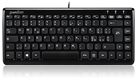 Perixx PERIBOARD-407 Tastiera Piccola USB cablata, Tipo Chiclet, Ultra Sottile e Portatile, Nero, Layout Italiano
