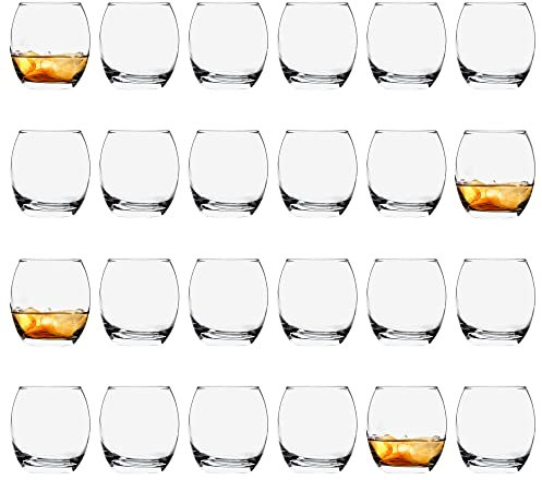 Argon Tableware 24 Piece Whisky Glasses - 405ml - Tondo Collection - Whiskey Drinking Tumbler Cups Dishwasher Safe Large Highball Glass Modern Water Hiball