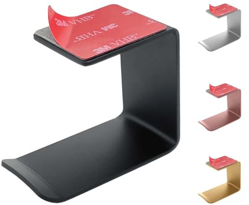 Mt.Jun Aluminum Under-Desk Headphone Hook, with Strong Adhesive VHB Tape, Holds 5 lbs (Black)