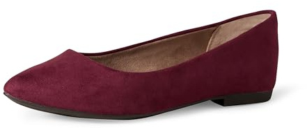 Amazon Essentials Women's Pointed-Toe Ballet Flat, Maroon, 6 UK