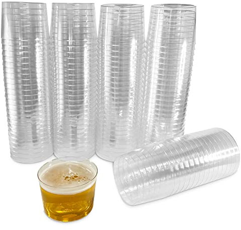 200 Vasos Chiquito de Plástico Reutilizables para Vino y Postres de 200 Ml .Vasitos Transparentes Duros de Zurito y Aperitivos. Ideales para postres (mousse, souffle), frutas, entrantes y coctel