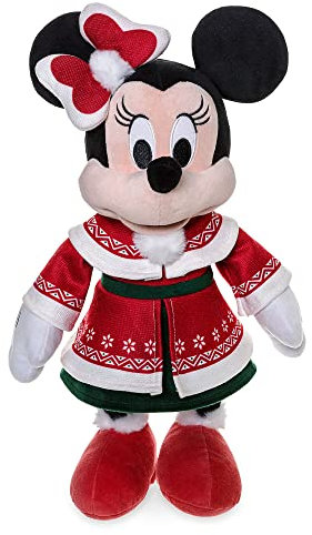 Disney Store Minnie Maus Offizielles mittelgroßes Weihnachtskuscheltier, 42 cm, Kuscheltier mit Jacke, Flauschiger Bommel, Stickereien und weicher Oberfläche, geeignet ab 12 Monaten