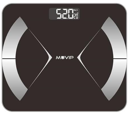 Muvip Body Muscle Bascula de Baño Digital Bluetooth - Pantalla LCD - Plataforma de Cristal Templado - 10 Memorias - Peso MAX.