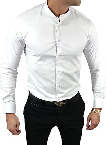 Espada Men's Wear Camicia elegante con colletto alto, slim fit, bianco, ESP013, taglia S-3XL, bianco, S