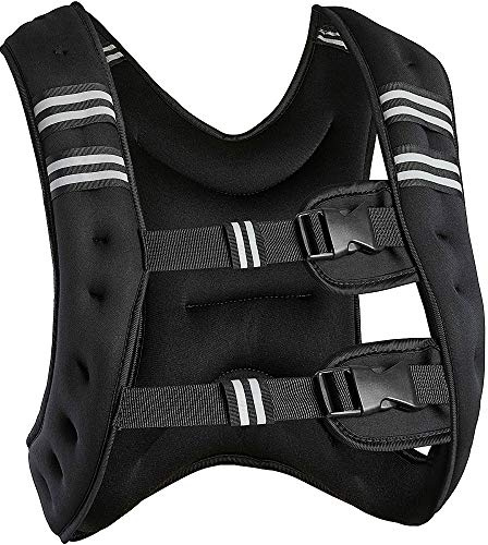 WANZHE Gilet pesante, gilet da allenamento per palestra, allenamento, 10 kg, tessuto Lycra, nero, taglia unica