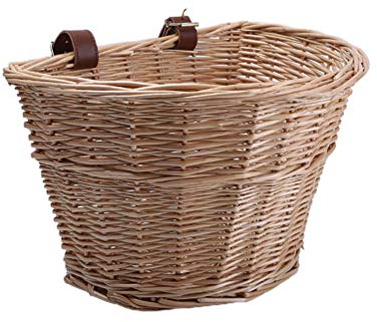 Cesta de Mimbre para Bicicleta de Carga Delantera, Adaptable a la Mayoría de Bicicletas, Ideal para Crucero de Playa, Bicicleta Estática y Eléctrica, (A)