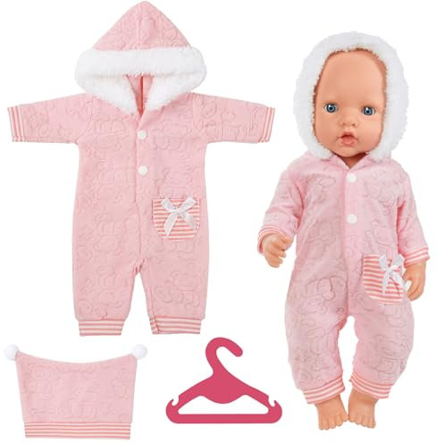 Aolso Puppenkleidungsset, 14–18 Zoll Puppenkleidung, Puppenzubehör passend für 35–45 cm, Babypuppenkleidung mit 1 Kleiderbügel, Geburtstagsgeschenk für Mädchen (Hut- Overall)