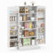 COSTWAY Küchenschrank, Vorratsschrank, Aufbewahrungsschrank mit 2 Türen & 6 verstellbaren Einlegeböden, Mehrzweckschrank für Küche, Wohnzimmer, Esszimmer, 60 x 40 x 120 cm, Weiß