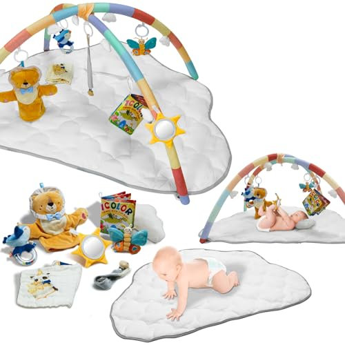 Spielbogen Baby 8 in1 Krabbeldecke für Baby Spielmatte mit Spielbogen Abnehmbarem Spielzeug Baby