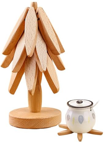 Dessous De Plat en Bois pour Plats Chauds, Ensemble De sous-Verres en Bois, Ensemble De sous-Plats en Forme d'arbre, Sets De Table en Bois pour La Décoration De Table De Noël