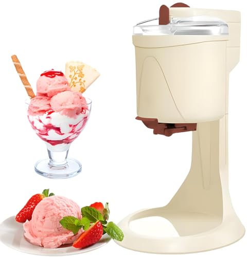 1000ml Máquina Heladora Eléctrica - 4 En 1 para Helados Cremosos, Gelato, Sorbete Y Yogur Helado - Rápida 10 Minutos De Postre Casero para La Familia, Sano Helado De Frutas, Portátil Y Silencioso