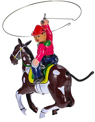 HOMOBABE Vintage Cowboy Theme Wind-up Toy for Boys and Girls, Creative Iron Sheet Clockwork Figure, Educational Toys for Children's Early Learning and Parties