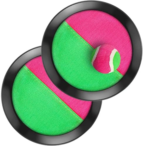 Juego de Pelotas con Cierre de Gancho y Bucle, Catch Ball con 2 Raquetas y 1 Pelota, Juego de Lanzamiento y Captura, Disco de Paletas con Bolas, Ideal para Playa, Jardín y Parque