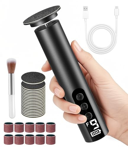 POFIBO Lima Electrica Pies Durezas - Pedicura Profesional Para Pies 2 EN 1 para Pies con Pantalla LCD y 9 Niveles, Set de Pedicura Removedor de Callos para Pieles Muertas, Duras y Agrietadas