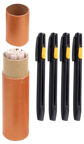 PLAFOPE Stylo Craie à Coudre Blanc Extensible 4 Corps 20 Recharges, Craie Effaçable la Chaleur pour Tissu, Marqueur Textile Précis pour Couture, Matelassage et Broderie sur Coton