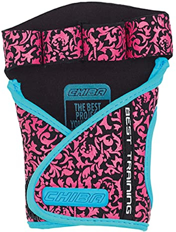 Chiba 40936 Lady Motivation Gloves (Black/Pink/Turquoise) L