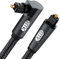 EMK 360 Degree Swivel Optical Audio Cable - Right Angle Toslink Cable for Soundbar, TV, PS4-2M Digital Fiber Optic Cord with Adjustable Rotating Plug (Black)