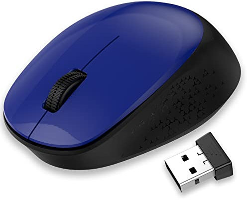 LeadsaiL Mouse senza fili, mouse PC/computer, mouse wireless da 2,4G, silenzioso, con ricevitore USB, 1600 DPI, 3 tasti, per laptop/Windows, MacOS Linux, Chromebook, Microsoft Pro - Blu scuro