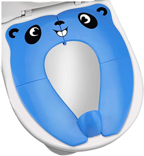 UPGRADE Gimars Klappbarer Toilettensitz für Kinder, spritzwassergeschützt, tragbar, wiederverwendbar, 8 rutschfeste Pads für Reisen, Training, Kindertöpfchen, mit Tragetasche
