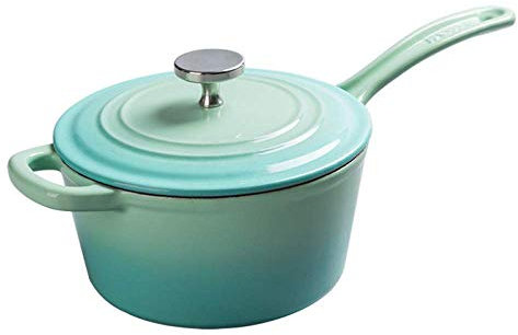 Milk Pot Cast Iron Enamel Casserole Non-stick Frying Pan Baby Frying Pan Baby Complementary Food Hot Milk Noodle Pot Suitable for Gas Cooker/Induction Cooker etc, Red (Green)