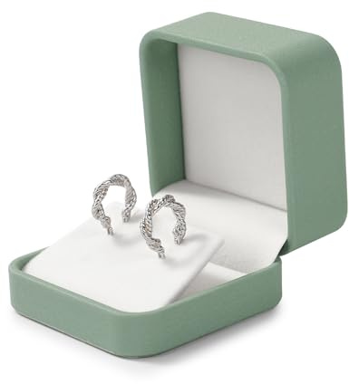 Oirlv PU Leder Olive Grün Ohrringbox, Geschenkbox für Ohrringe,Schmuckschatulle für Valentinstag Geburtstag