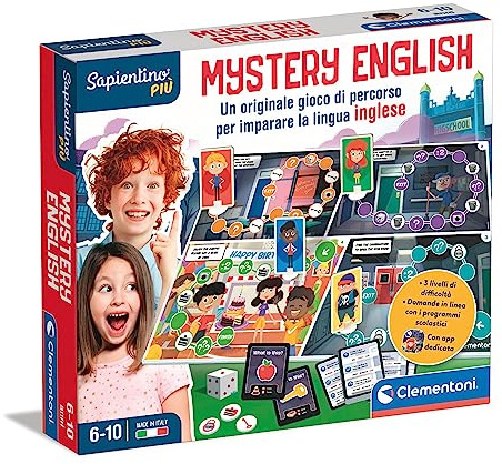 Clementoni - 16598 - Sapientino più - Mistery English - Gioco da Tavolo Educativo per Bambini dai 6 Anni per Imparare L'Inglese (Gioco in Italiano), Made in Italy