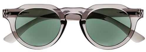 OPULIZE RIO - Occhiali da Lettura con Lente da Sole - Montatura Bordo Superiore Piatto - Protezione UV400 - Grigio - Uomo Donna - S53-7- +2.50