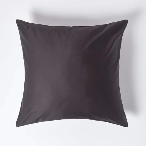 HOMESCAPES 2er-Set Luxus Kissenbezug anthrazit 80x80 cm, 100% ägyptische Baumwolle, Kissenhülle Fadendichte 1000