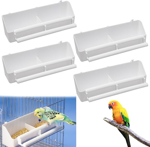 Sxutop 4 Pcs Bol à Mangeoire pour Oiseaux Mangeoire pour Cage à Oiseaux Gamelle Oiseaux en Plastique Nourriture Oiseaux en Cage Gamelles pour Oiseaux à Suspendre pour Perroquet Canari Pigeon Moineau
