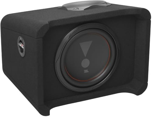 JBL Club 1000P Subwoofer con Box 250mm 10, 350W RMS e 1050W Max, Impedenza 2 Ohm, Sensibilità 83dB, Risposta 35Hz-400Hz, Tecnologia Slipstream Port, Design Wedge Box Robusto con Angoli Arrotondati