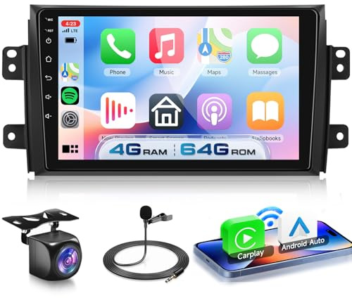 4G+64G Autoradio Android 13 per Suzuki SX4 2006-2013 Fiat Sedici 2005-2014, 9 HD Schermo Tactile Stereo Auto co Carplay Android Auto senza Fili GPS Wi-Fi USB Bluetooth 5.0 Radio FM RDS Retrocamera