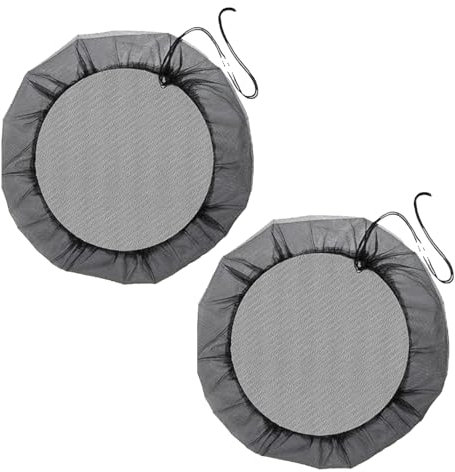 2Stk Regentonnen Netz Deckel mit Zugkordel, 60cm Regentonne Abdeckung Schutznetz Verstellbares Schwarz Regentonnennetz Leicht und Atmungsaktiv Schutz vor Insekt Laub Müll