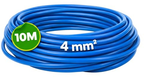 WEBMATEL Cable Eléctrico Flexible 4 mm² | Rollo de 10 Metros | Cable Unipolar H07Z1-K Libre de Halógenos | Azul | Sección 4 mm² | Hilo Conductor de Cobre |